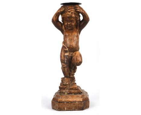 Ceramic figure of a standing putti fitted as a candlestick, H 48cm. Sold on behalf of RSPA