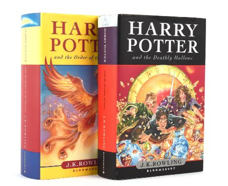 Harry Potter, Harry Potter and the Deadly Hallows, First Edition, ISBN 9780747591054 and Order of the Phoenix, First Edition,