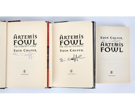 EOIN (Colfer). Signed first editions of the author's first three novels in the Artemis Fowl series. each volume Signed by the