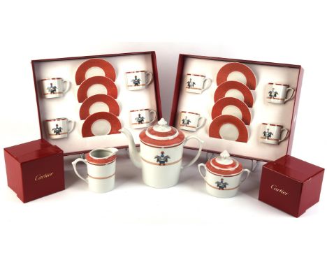 Cartier, La Maison Venitienne, Limoges porcelain coffee service, to comprise eight coffee cups and saucers, one cup damaged, 