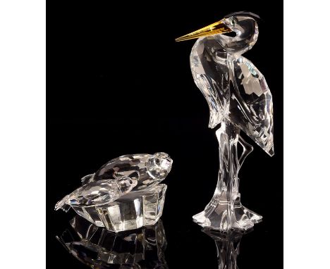 Swarovski, Silver Heron, designed by Adi Stocker, boxed, and Mother and Child, Seals, boxed (2)Note: The names on some of the