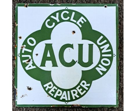 ACU COUBLE SIDED ENAMEL SIGN EXCELLENT  Genuine original enamel sign, double sided with one side in excellent condition and t