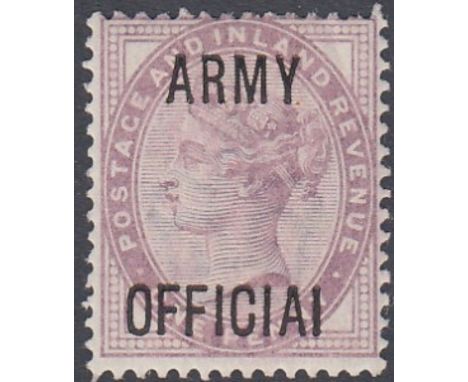 STAMPS GREAT BRITAIN - 1896 1d Lilac mint with Army Official with "OFFICIAl" error SG 43a Cat £240