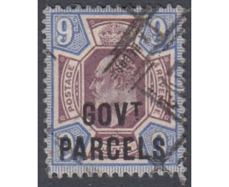 STAMPS GREAT BRITAIN - 1902 9d with Govt Parcels over print fine used SG O77 Cat £175