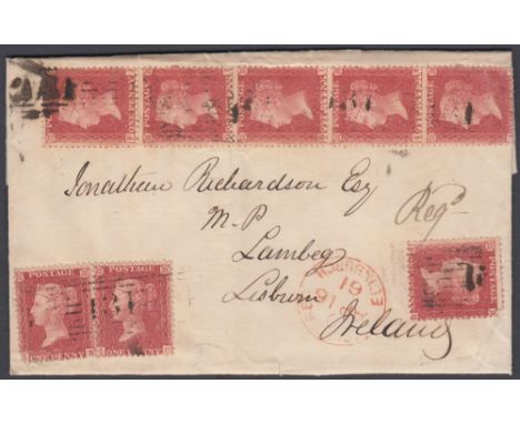 STAMPS POSTAL HISTORY - 1861 entire from Edinburgh to Ireland with multiple Penny Reds, very fine item with stamps cancelled 