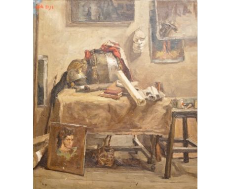 Sadji (Sha Qi, Sha Yinnian) (1914-2005), A still life in the painter's studio, oil on canvas, dated 1939     Dim.: 89 x 99,5 