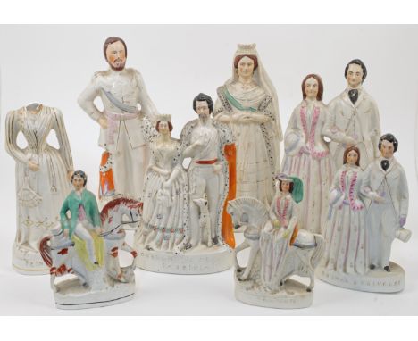 A collection of Staffordshire ceramic portraits of British and Foreign Royalty, 19th century, comprising: a figure of Queen V