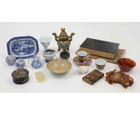 A collection of Chinese and Japanese objects of vertu and collectibles, 20th century, to include a cloisonne enamel tripod ce