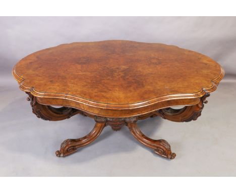 A Victorian walnut centre table by W. Turner & Sons, third quarter 19th century, with paper label for W. Turner & Son, the sh