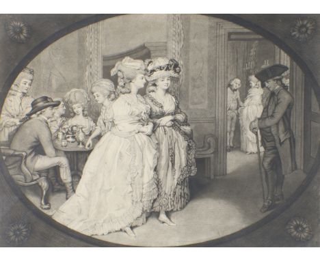 John Raphael Smith,  British 1751-1812- The Promenade at Carlisle House; mezzotint, 38.8 x 30.4 cm. Together with: three 19th