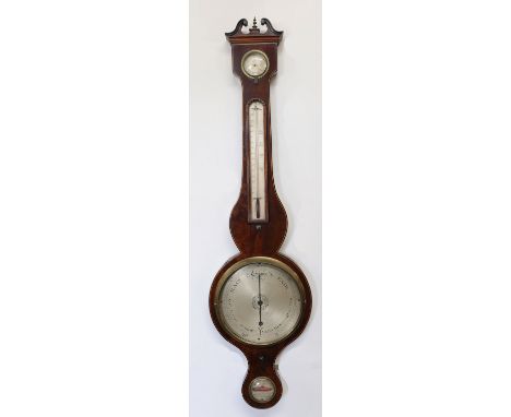 A mahogany and box strung wheel combination barometer/thermometer by Vanetti & Benzzoni, Brighton, late 19th / early 20th cen