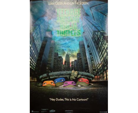 Teenage Ninja Turtles Original Poster signed by K Eastmanand including Turtle doodle. It measures approx 22by 32 inches.