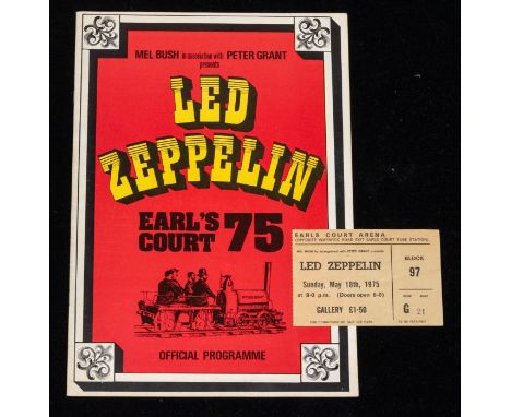 LED ZEPPELIN - 1975 EARLS COURT - Original Programme and Ticket May 18th 1975. In very good condition.  The English rock band