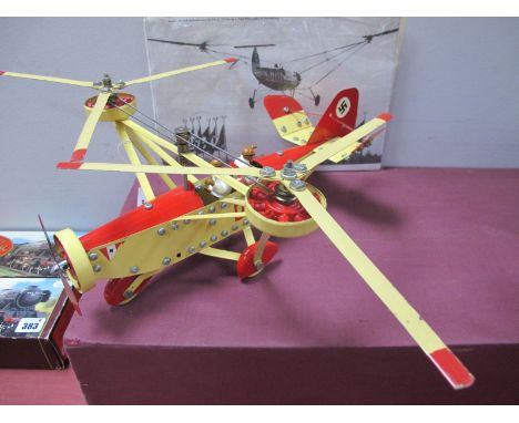 A Meccano Based Model of a Three Engine Gyro-Copter, two crew, finished in red/cream with German insignia, fully repainted, s