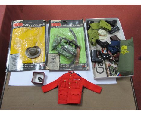 A Quantity of 1970's Action Man Quartermasters Stores, including Australian Jungle Fighter, carded cover damaged, an unused C