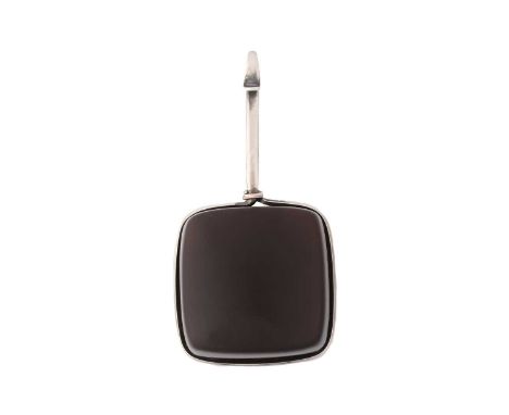 Georg Jensen - a smoky quartz drop pendant, a detachable rounded square smokey quartz pendant with bar suspension, designed b