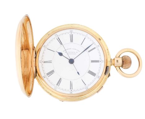 A Russell Ltd. of Liverpool full hunter 18ct gold pocket watch with a keyless wound movement in a hallmarked Chester 1896 cas