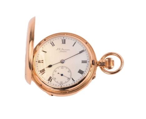 A J. W Benson 18ct gold full hunter pocket watch and case, featuring a Keyless wound Ludgate watch movement in a hallmarked 1