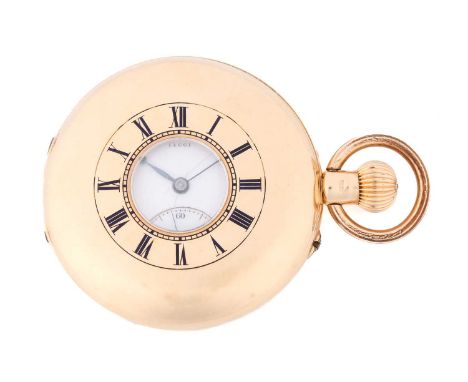 A Johnson Walker & Tolhurst 14661 half hunter 18ct gold pocket watch, featuring a keyless wound movement in an 18ct yellow go