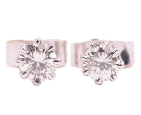 A pair of diamond stud earrings in 9ct white gold, each consisting of a brilliant-cut diamond of 4.0 mm, in a coronet mount, 