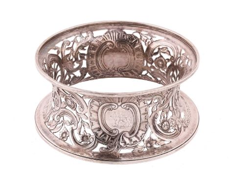 An Irish silver dish ring, circa 1760, maker's mark rubbed off possibly William Homer, the circular ring of spool form, with 