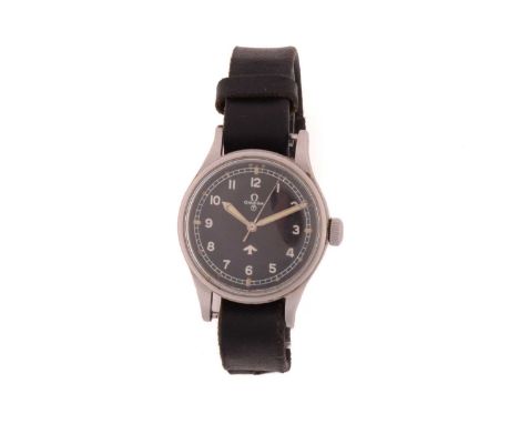 An early 1950s Omega RAF 2777-1 airforce-issued gentleman's (53) wristwatch with cal.283 movement (number.12997280) with blac