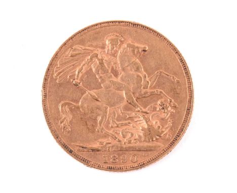 A Victoria full sovereign 1890, obverse with jubilee portrait