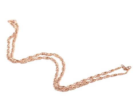 A 9ct yellow gold fancy link chain, completed with a lobster clasp, London import marks 1990, overall length 72.5 cm, total w
