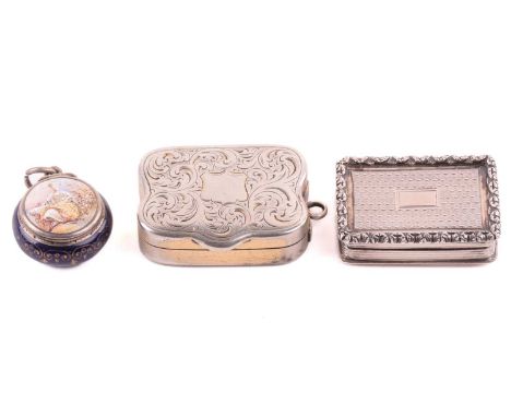 A George IV silver vinaigrette, by Nathaniel Mills, Birmingham 1827, of rectangular form with engine-turned decoration, the h