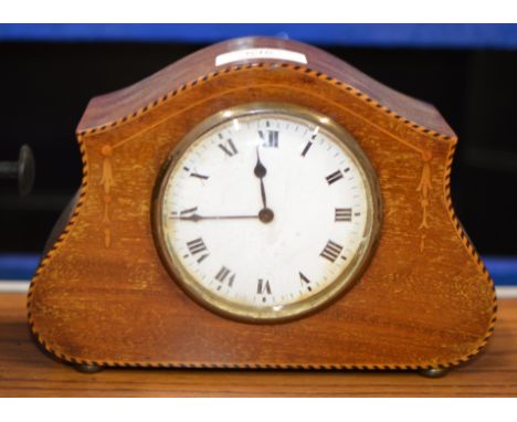 EDWARDIAN INLAID MAHOGANY MANTLE CLOCK     