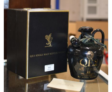 QE2 OVER 12 YEARS OLD SINGLE MALT SCOTCH WHISKY PRESENTED IN A CERAMIC DECANTER &amp; WITH PRESENTATION BOX - 75CL, 48.6% VOL