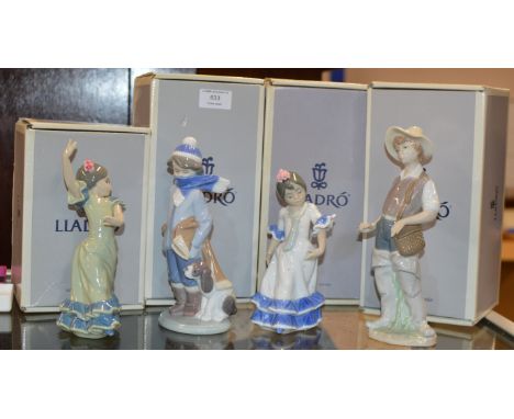 4 VARIOUS LLADRO PORCELAIN FIGURINE ORNAMENTS WITH ORIGINAL BOXES     