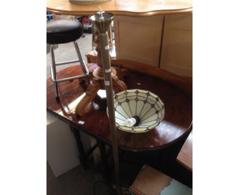 LAMP STANDARD WITH LEADED GLASS SHADE