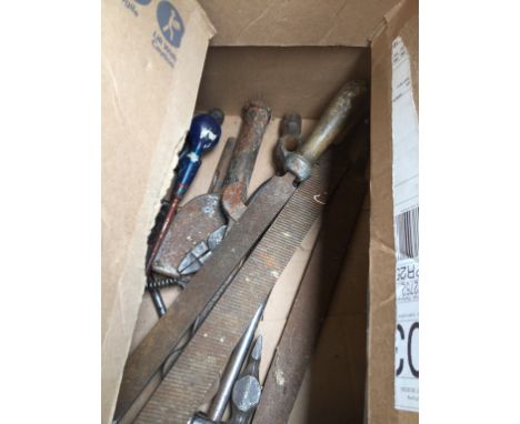 A BOX OF OLD TOOLS