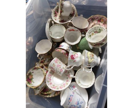 BOX OF CHINA CUPS AND SAUCERS      T2