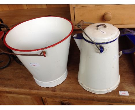 ENAMEL BUCKET AND JUG  