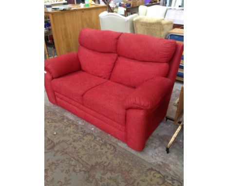 A RED CLOTH 2 SEATER SOFA