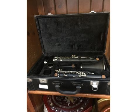 BOXED CLARINET - NO MAKERS MARKS.