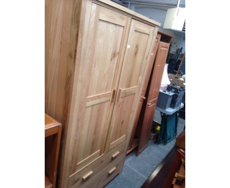 MODERN LIGHT OAK WARDROBE WITH LOWER DRAWERS