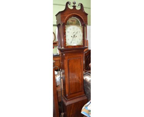 A Victorian inlaid mahogany longcase clock the painted dial named "Thomas Mills of Berkley" having subsidiary seconds and dat