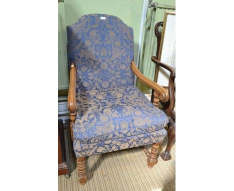 19th Century Continental design armchair with bobbin turned show wood frame