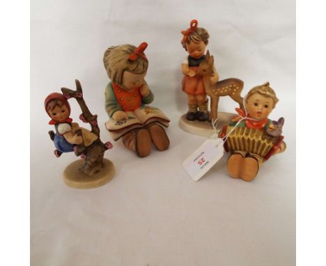 A selection of Hummel figurines to include 'Bookworm' number 3, 'Friends' number 136/1, 'Apple Tree Girl' number 141/3/0, and
