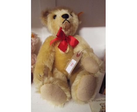 A Steiff 1909 classic growling teddy bear with button to ear and paper labels