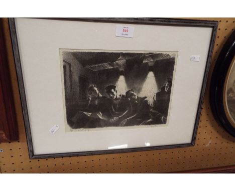 GEOFFREY SPINK BAGLEY (1901 - 1992) artist's proof lithograph titled 'Night Train To Plymouth', numbered 16 of 20 and signed 