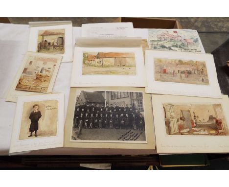 ARTHUR COUSINS small collection of original pencil and watercolours depicting landscapes and people the artist saw during his