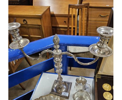LONDON SILVER 15" TALL, 2 POINT CANDELABRA, DATED 1975, WEIGHT APPROX 1716.2 GRAMS