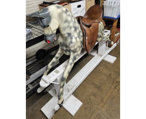 LARGE CHILDS ROCKING HORSE BY HADDON ROCKERS, WALLINGFORD OXFORDSHIRE, ENGLAND WITH LEATHER SADDLE