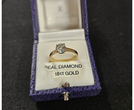 DIAMOND SOLITAIRE RING ON 18 CARAT GOLD SHANK, WEIGHT APPROX 3.9 GRAMS
