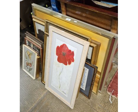 LARGE QUANTITY OF VARIOUS FRAMED PRINTS, TAPESTRY, PICTURES ETC