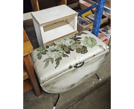 LLOYD LOOM STYLE SHAPED SOIL LINEN BIN, BEDSIDE CABINET TO MATCH, TEAK 2 SHELF BOOKCASE